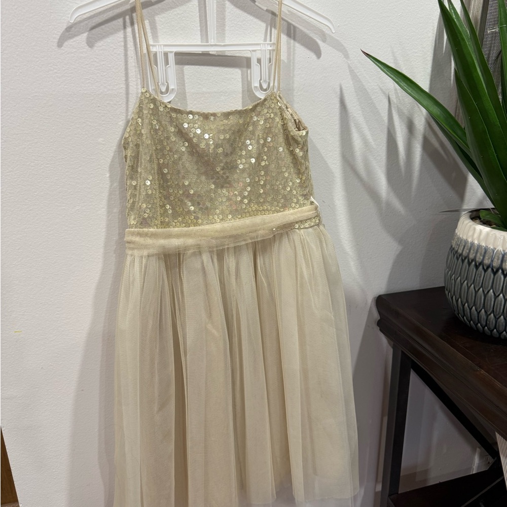 Elegant Gold Sequin Kids Formal Dress